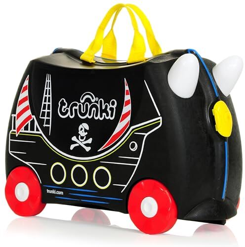 Trunki Valigia Cavalcabile per Bambini – Trolley Bambini Bagaglio a Mano – Valigia Cavalcabile Pedro Nave Pirata (Nero)