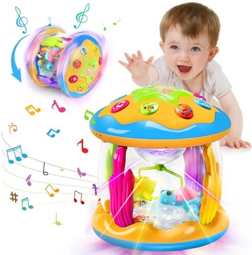 Jvshazup Giochi Bambini 1 Anno Montessori Rotante Giocattolo ha Musica e Luci a LED, Giochi Neonato 6 9 12 18 Mesi Compleanno Regali Gioco per Bambino 1 2 3 Anno