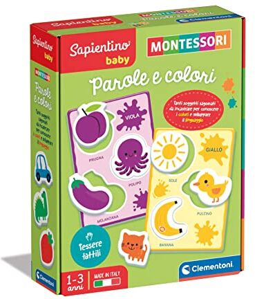 Clementoni - Sapientino Baby Parole e Colori-Gioco Educativo 1 Anno (Versione in Italiano), Giochi Montessori, Made in Italy, Multicolore,