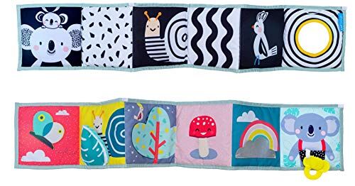 Taf Toys Koala Clip on Pram First Double Sided Book with Contrast Colors, 3D Activities & Textures, Best Tummy-Time Play for 2 Developmental Stages on-The-Go Baby