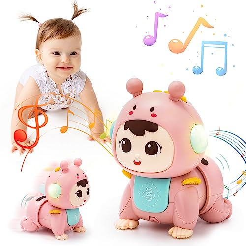 Highttoy Giochi Neonato 3 6 9 Mesi, Giochi per Gattonare con Musica e Luci Giochi Musicali Neonato per Tummy Time Neonato Giochi Sensoriali Sviluppo Iniziale Regalo Bambina Neonato Rosa