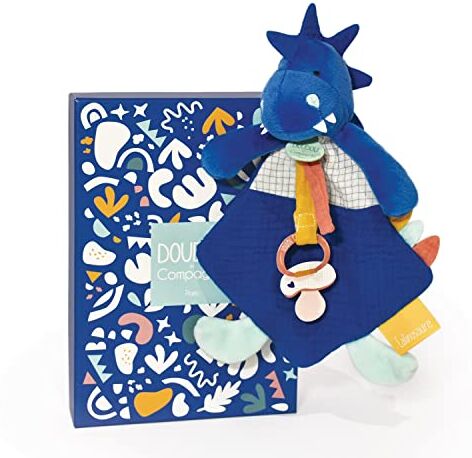 Doudou et Compagnie Portaciuccio Dinosauro Doudou Dino Blu 23 cm LES CALINOSAURES