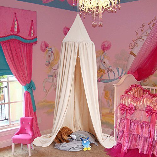 Yosoo Princess Dome, tenda gioco per la camera dei bimbi, zanzariera per interni ed esterni, facile da appendere; altezza 2,4 m, con decorazione acchiappasogni