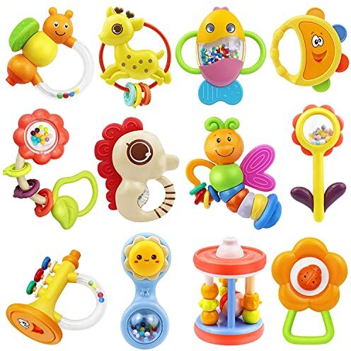 MOONTOY 12 Pezzi Sonaglio Neonato Bambini Giocattoli Giochi Neonato 0 3 6 9 12 18 Mesi Bambina Maschio Dentizione Gioco Giochi Sensoriali Per Neonati Neonata