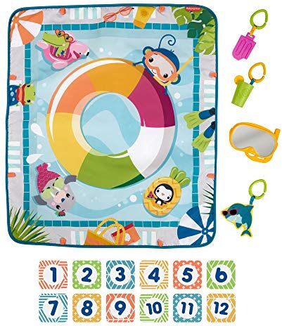 Fisher Price Activity Mat Swimming Pool, Baby Activity Mat with Removable Toys, Suitable for Tummy Play, Suitable from Birth , multi