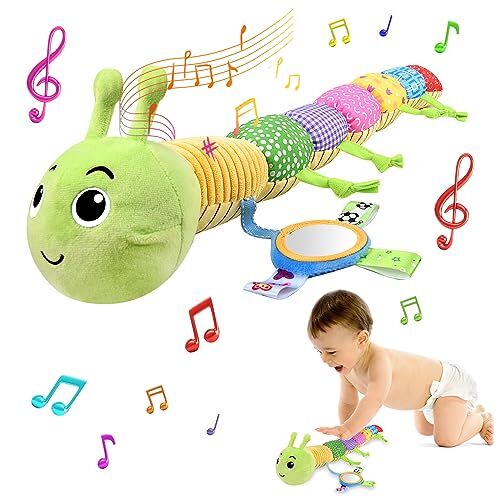 FORMIZON Musical Caterpillar Peluche Giocattoli, Giocattolo di peluche morbido musicale, Bruco Peluche Grande Cuscino, Infantile Morbido Peluche con Increspature Multisensoriali