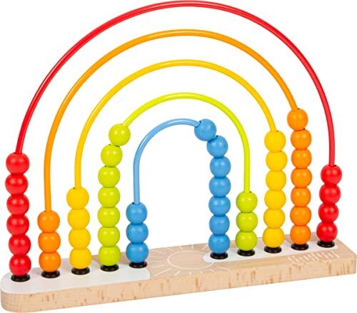 Small Foot Gioco Activity e Abaco Arcobaleno, in Colori Brillanti, con 50 Perle di Legno Colorate, dai 12 Mesi,  Toys, Multicolore