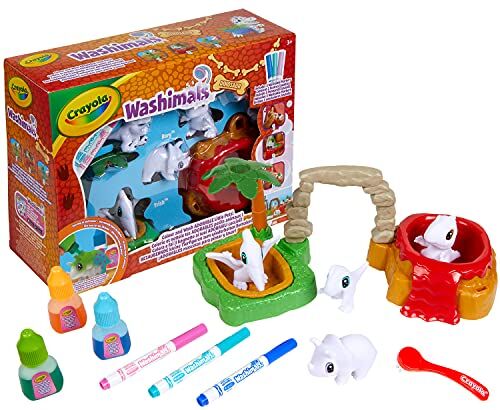 CRAYOLA Washimals Set attività Dinosauri, per Colorare e Fare Il Bagnetto ai Cuccioli, Gioco e Regalo per Bambini, da 3 Anni, Multicolore, 33 x 11 x 24 cm