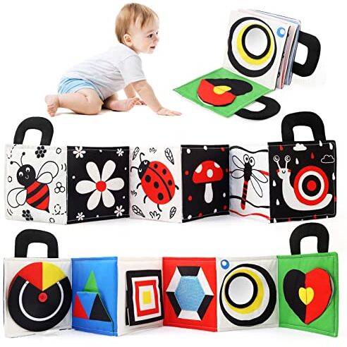 LEADSTAR Giocttoli Neonto 0 3 6 9 Mesi,Libro di Stoff per Neonti,Libro Sensorile,Double Sided Libri Morbidi con Busy Bord per Tummy Time Giocttolo d Psseggino Regli (B)