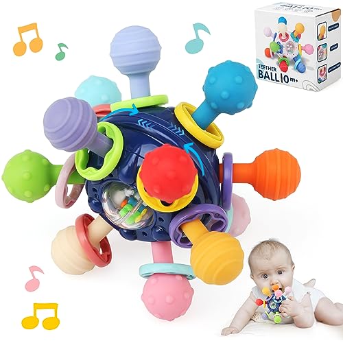 LEADSTAR Giochi Dentizione Neonato, Sonaglio Neonato Giochi Montessori Sensoriali Giocattolo Gioco Bambino Silicone Giocattoli Bimba Neonati Regalo per 0 3 6 12 Mesi Bambini Bambina Ragazzi Ragazze