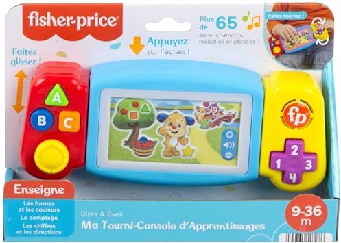 Fisher Price Console Gira e Impara, Videogioco Finto per Bambini ai Primi Passi, con luci, Suoni e Canzoni educative,Giocattolo per Bambini 9-36 Mesi, Edizione: Francese,