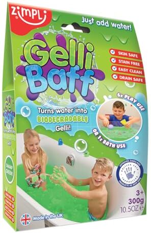 Zimpli Kids Gelli Baff Bagnoschiuma in polvere con dissolvente, verde, 300 g