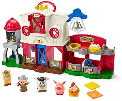 Fisher Price - Little People Fattoria Animali Felici, con Tecnologia Smart Stages, Luci e Suoni, Giocattolo per Bambini 1+ Anni, , lingua italiana