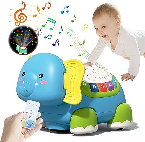 Felly Giochi Bambini 1 Anno, Giochi Neonato 6 9 12 18 Mesi ha Musica e Luci a LED, Interazione del Bambino con Il Rilevamento Automatico per Evitare Ostacoli, Giocattoli Gioco Regalo Bimbo Bimba