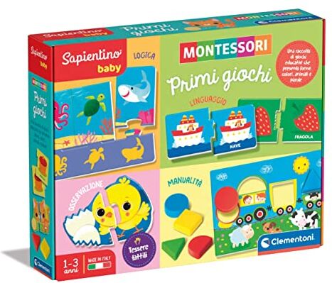 Clementoni - Sapientino Baby Primi Gioco Educativo 1 Anno (Versione in Italiano), Giochi Montessori, Made in Italy, Multicolore,