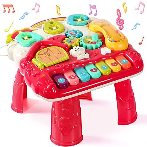 Fajiabao 6 in 1 Tavolino Bambini Giochi Bambina 1 Anno Tavolo Interattivo Multiattivita Bambini Gioco Bambino Strumenti Musicali Giocattoli Montessori Bambina 1 Anno Regalo Bambina Bambino Bimbo