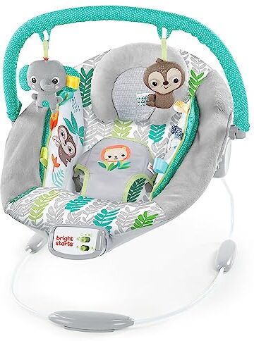 Bright Starts , Sdraietta Comfort Jungle Vines, Arco Giochi con 2 Peluche, 7 Melodie, Volume Regolabile, 0-6 mesi