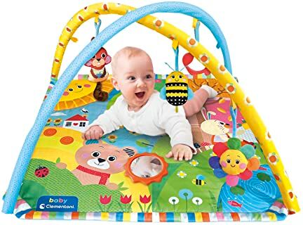 Clementoni - Baby Projector Activity Gym-Palestrina Neonato Multifunzione 2 in 1 con attività Multisensoriali, Tappeto Gioco Bambini 0 Mesi, Luci E Suoni, Multicolore,