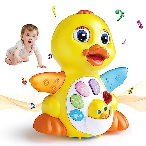 MOONTOY Musicali Giochi Bambini 1 Anno,Regalo Bambino per Ragazzi di 1 2 Anno con Luci/Suoni,AnatraGiochi per Neonati 6-12 Mesi,Educativi interattivo Gioco Natale Regalo Bambino 9 12 18 Mesi