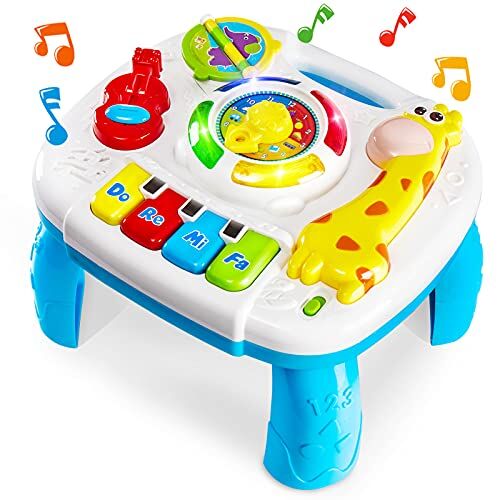 HERSITY Tavolo Musicale Bambini, Tavolino Bambini con Suoni e Luce Gioco Bambino 1 Anno, Neonati Giochi Interattivo Regalo per Prima Infanzia Bimbo 6-9 Mesi