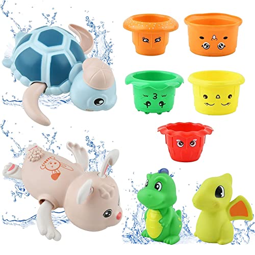 GizmoVine Giochi Bagnetto per Bambini, Giocattoli Educativi Vasca da Bagno, Set da 10 Pezzi in ABS Sicuro, Gioco Acqua Colorato per Neonati, Adatto per Spiaggia e Piscina