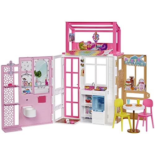 Barbie Loft, Playset a 2 Piani con 4 Aree Gioco, Cucciolo e Accessori, Bambola Non Inclusa, Giocattolo per Bambini 3+ Anni,