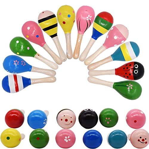 ZGCXRTO Maracas in Legno in Set da 2,Maracas Sonaglio Shaker,Giocattoli in Legno Maracas Sonaglio Shaker,Legno Maracas Sonaglio, Percussion Bambini Giocattolo Musicale Favore (Colore Casuale)