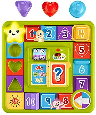 Fisher Price Pannello Interattivo di Cagnolino, Gioco sensoriale per Neonati con luci e contenuti didattici Smart Stages, per Bambini, 9+ Mesi, Versione Inglese+Italiano+Portoghese+Spagnolo,