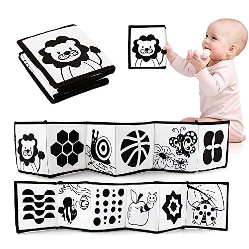 JurciCat libro neonato sensoriale libri sensoriali bambini libro bianco e nero neonati libri di stoffa per bambino da 0 3 6 mesi in su Giochi