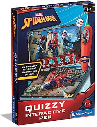 Clementoni Sapientino Quizzy Marvel Spiderman Schede Educative e Penna Interattiva, Gioco Educativo 3 Anni, Elettronico Parlante, Made in Italy