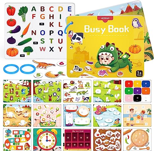 URMYWO Quiet Book Montessori, Libro Tranquillo per Bambini 3 4 5 Anni, Educativi Gioco di Puzzle, Busy Book,Libro Sensoriale Neonati Prescolare Interattivo Giocattolo per Ragazza Ragazz