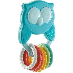 Chicco Gufo Trillino ECO+ Sonaglio Neonato e Bambini con 6 Anelli Colorati, Realizzato in Plastica Riciclata e Bioplastica Proveniente da Fonti Vegetali, Made in Italy, Giochi Bambini 3 Mesi 18 Mesi