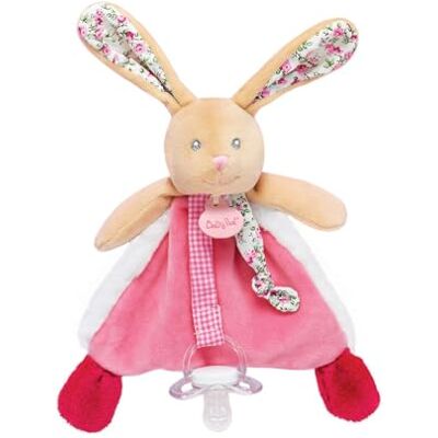 Baby Nat '– Doudou Coniglio Aggancio per ciuccio POUPI – 22 cm – Peluche Baby Rosa con fermaglio per ciuccio, peluche con orecchie e lacci, stampa floreale, idea regalo per nascita, ragazza – Baby Nat '– Doudou Coniglio Aggancio per ciuccio POUPI – 22 cm – Peluche Baby Rosa con fermaglio per ciuccio, peluche con orecchie e lacci, stampa floreale, idea regalo per nascita, ragazza –