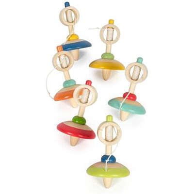 small foot Display Trottole in legno con cordicella, 12 trottole colorate in legno, pensierino ideale, dai 3 anni, 12605 small foot Display Trottole in legno con cordicella, 12 trottole colorate in legno, pensierino ideale, dai 3 anni, 12605