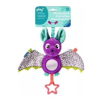 Ravensburger Play+, peluche Bat Activity, peluche per neonati, modello Noises, Textures, Mirror, 34053 Ravensburger Play+, peluche Bat Activity, peluche per neonati, modello Noises, Textures, Mirror, 34053