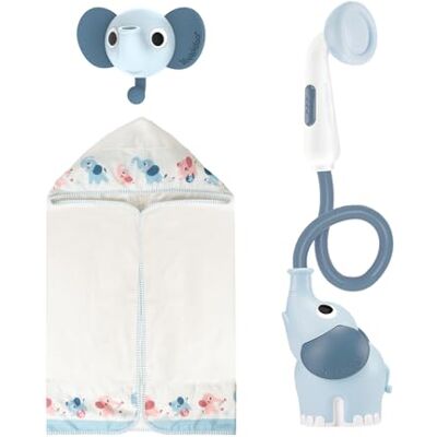Yookidoo Soffione doccia per bambini, pompa dell'acqua dell'elefante con risciacquo dell'ugello del bagagliaio, controlla il flusso d'acqua da 2 manopole per il massimo divertimento (blu) Yookidoo Soffione doccia per bambini, pompa dell'acqua dell'elefante con risciacquo dell'ugello del bagagliaio, controlla il flusso d'acqua da 2 manopole per il massimo divertimento (blu)