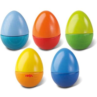 HABA Musical Eggs 5 Wooden Eggs with Acoustic Sounds for Ages 2 and Up (Made in Germany) HABA Musical Eggs 5 Wooden Eggs with Acoustic Sounds for Ages 2 and Up (Made in Germany)