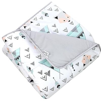 TupTam Tappeto gioco neonato 120x120 cm – Imbottito, morbido, cotone, Grigio/Volpe/Menta TupTam Tappeto gioco neonato 120x120 cm – Imbottito, morbido, cotone, Grigio/Volpe/Menta