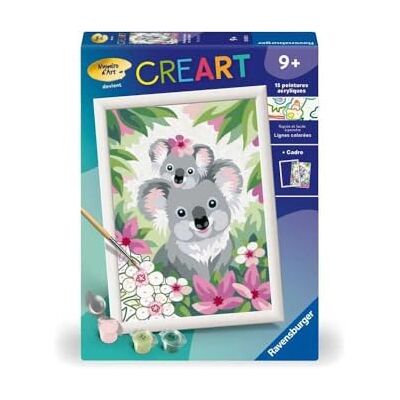 Ravensburger — CreArt Kids 18x24 cm — Numero d'arte — Mamma koala e il suo bambino — Kit per dipingere numeri — A partire dai 9 anni — 25833 Ravensburger — CreArt Kids 18x24 cm — Numero d'arte — Mamma koala e il suo bambino — Kit per dipingere numeri — A partire dai 9 anni — 25833