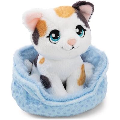 NICI Peluche Gatto Portafortuna Tricolore nel Cestino, 12 cm NICI Peluche Gatto Portafortuna Tricolore nel Cestino, 12 cm