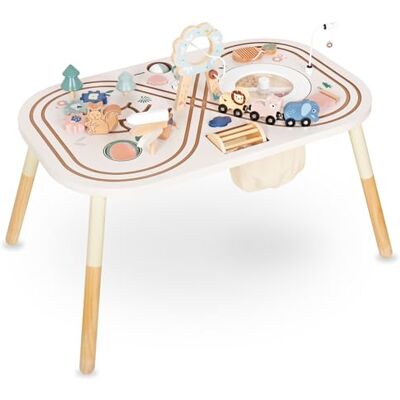 mamabrum Tavolo Educativo in Legno 10 in 1 per Bambini 3+ con Animali Domestici, Anello Motorio con Perline, Selettore di Forme, Crick e Specchio Giocattolo per Educazione Precoce mamabrum Tavolo Educativo in Legno 10 in 1 per Bambini 3+ con Animali Domestici, Anello Motorio con Perline, Selettore di Forme, Crick e Specchio Giocattolo per Educazione Precoce
