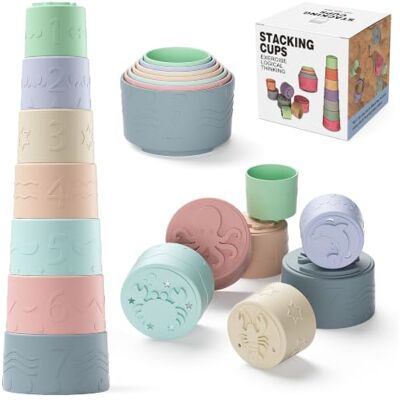 Loyzico Cubi Impilabili Bambini Giocattoli per 6-12 Mesi, 7 Pezzi Montessori Costruzioni per Bambini Impilabile, Dentizione Neonato Silicone, Perfetto per Il Bagnetto, Regalo Bimba Bimbo 3 6 18 Mesi 1 Anno Loyzico Cubi Impilabili Bambini Giocattoli per 6-12 Mesi, 7 Pezzi Montessori Costruzioni per Bambini Impilabile, Dentizione Neonato Silicone, Perfetto per Il Bagnetto, Regalo Bimba Bimbo 3 6 18 Mesi 1 Anno