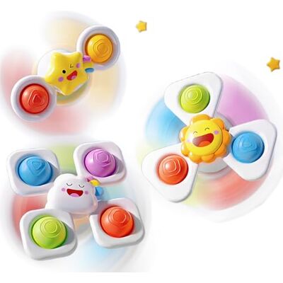 Echehi 3 Pezzi Spinner Bambini, Giochi Bagnetto Neonato, Giochi Sensoriali per Neonati. Sole Echehi 3 Pezzi Spinner Bambini, Giochi Bagnetto Neonato, Giochi Sensoriali per Neonati. Sole