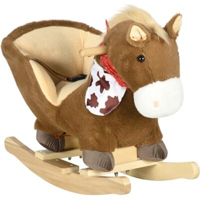 HOMCOM Cavallo a Dondolo per Bambini da 18-36 Mesi 60x33x50 cm Marrone Cavalluccio a Dondolo per Bambini Cavalcabile con Suoni Realistici HOMCOM Cavallo a Dondolo per Bambini da 18-36 Mesi 60x33x50 cm Marrone Cavalluccio a Dondolo per Bambini Cavalcabile con Suoni Realistici