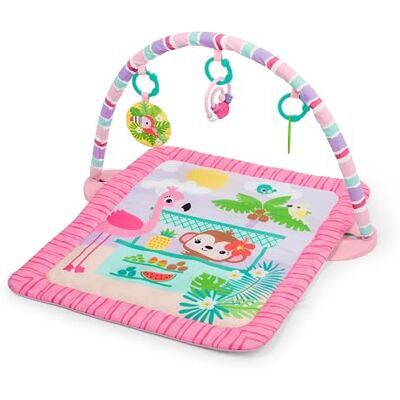 Bright Starts , Palestrina multiattività e tappetino per gioco a pancia in giù Pink Palms Tiki Toy Bar, con barra dei giocattoli e 3 giocattoli, 0 mesi-3 anni Bright Starts , Palestrina multiattività e tappetino per gioco a pancia in giù Pink Palms Tiki Toy Bar, con barra dei giocattoli e 3 giocattoli, 0 mesi-3 anni