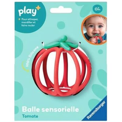Ravensburger Play+, palla sensoriale al pomodoro in silicone per 6 mesi, palla da attività per bambini e sonaglio da dentizione, giocattolo multisensoriale Ravensburger Play+, palla sensoriale al pomodoro in silicone per 6 mesi, palla da attività per bambini e sonaglio da dentizione, giocattolo multisensoriale