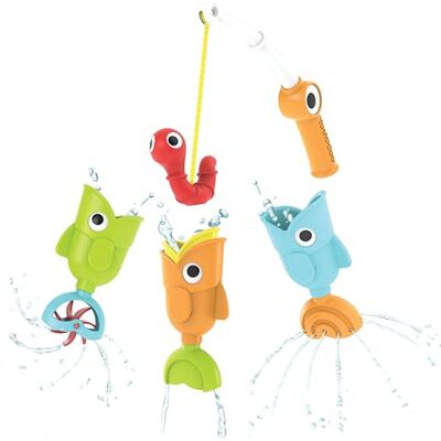 Yookidoo Giocattolo da Pesca da Bagno, 4 Pezzi, per Il Bagnetto del Bambino, con Canna da Pesca, Cattura 3 Pesci magnetici con 3 Diverse azioni, per Piscina o Vasca da Bagno (età 2+) (Confezione Yookidoo Giocattolo da Pesca da Bagno, 4 Pezzi, per Il Bagnetto del Bambino, con Canna da Pesca, Cattura 3 Pesci magnetici con 3 Diverse azioni, per Piscina o Vasca da Bagno (età 2+) (Confezione