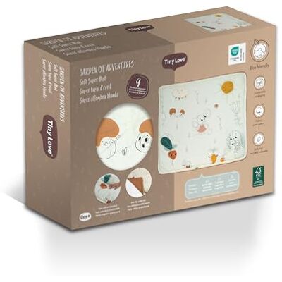 Tiny Love Tappeto super morbido in cotone naturale e materiali riciclati, design ispirato alla natura, attività di sviluppo, tappeto sensoriale ecologico, Garden of Adventures Tiny Love Tappeto super morbido in cotone naturale e materiali riciclati, design ispirato alla natura, attività di sviluppo, tappeto sensoriale ecologico, Garden of Adventures