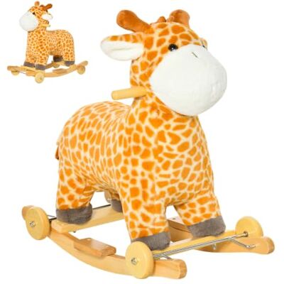 HOMCOM Cavallo a Dondolo per Bambini Giraffa a Dondolo 63x38x63cm Giallo Gioco Cavalcabile per Bambini 3-6 Anni, in Peluche e Legno, Ruote e Suoni HOMCOM Cavallo a Dondolo per Bambini Giraffa a Dondolo 63x38x63cm Giallo Gioco Cavalcabile per Bambini 3-6 Anni, in Peluche e Legno, Ruote e Suoni