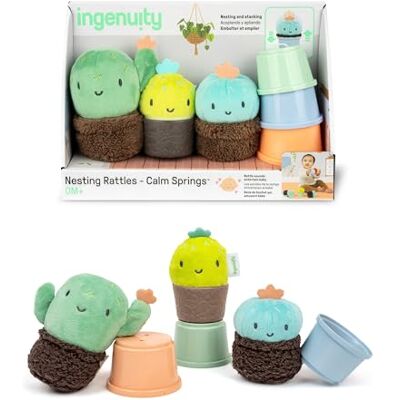 Ingenuity Sonagli Impilabili Calm Springs, per Bambini dai 3 Mesi, Set di 3 Sonagli Multi-Testurizzati Senza BPA, Unisex Ingenuity Sonagli Impilabili Calm Springs, per Bambini dai 3 Mesi, Set di 3 Sonagli Multi-Testurizzati Senza BPA, Unisex